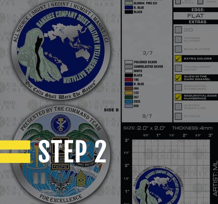 Step 2 of the marine challenge coin ordering process