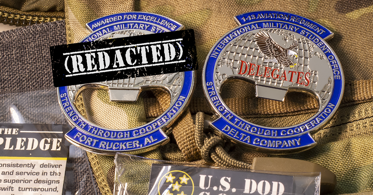 Delegates bottle opener military coin redacted