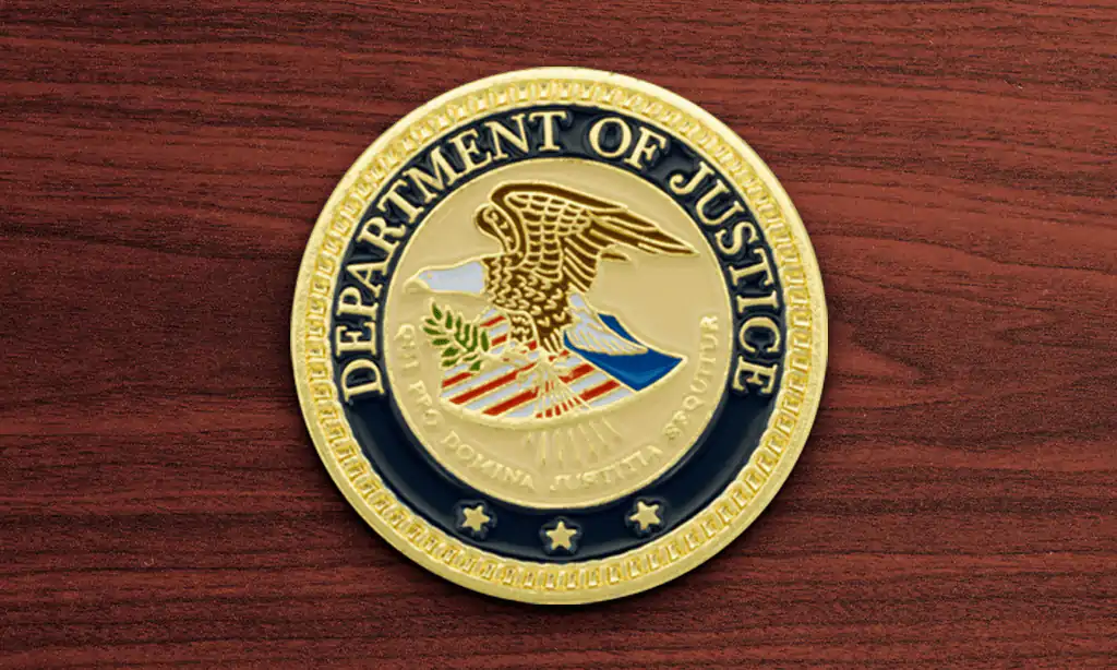 Department of Justice custom lapel pin