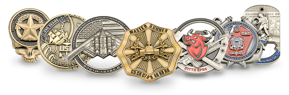 gold and silver 3-D custom challenge coins