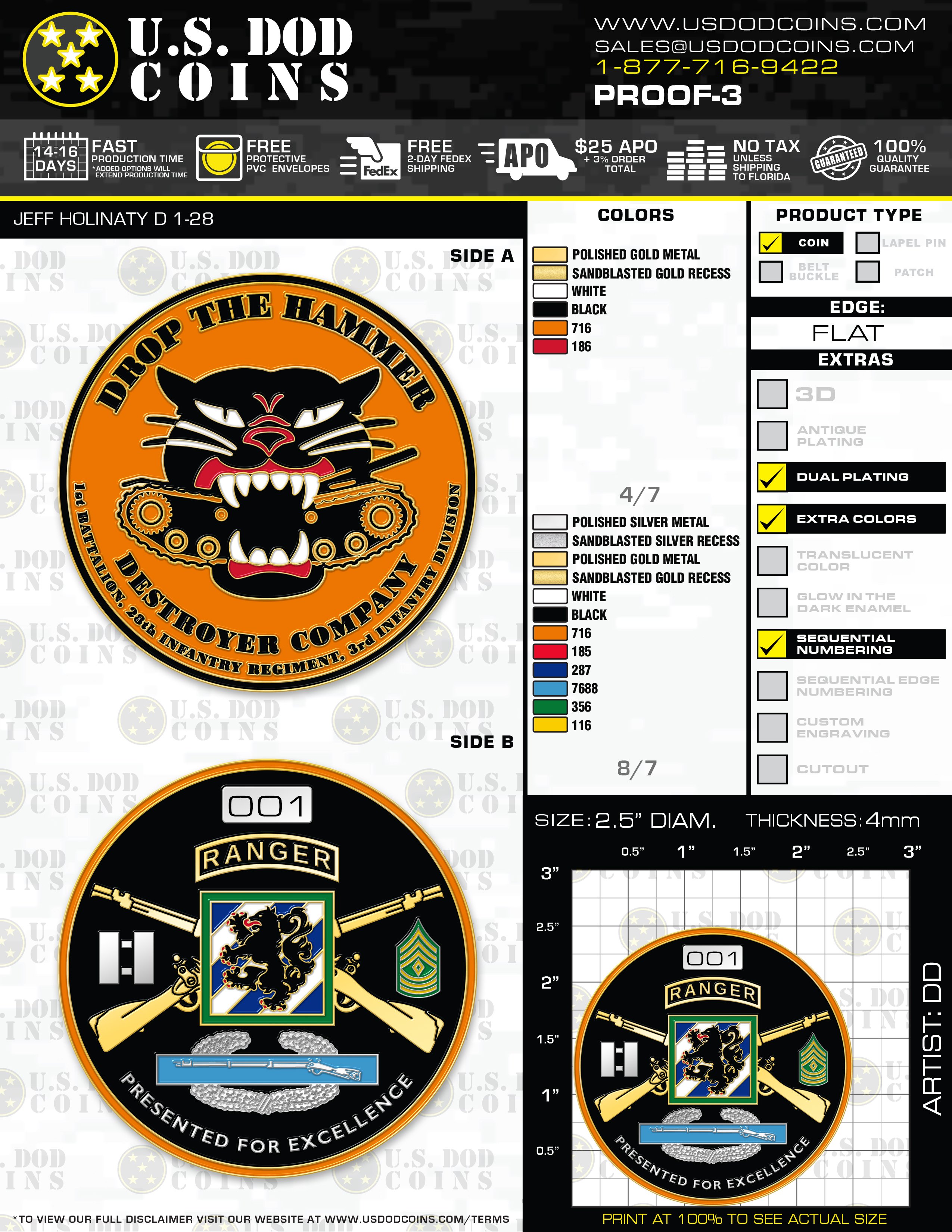 custom airborne ranger challenge coins