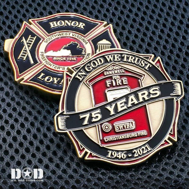 fire station anniversary custom challenge coins