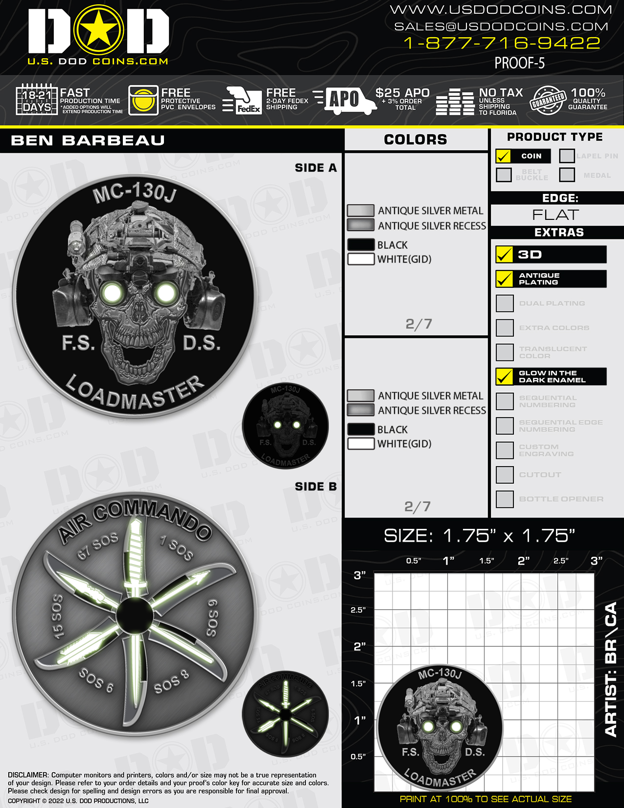 Air Commando Glow-in-the-dark-coin USDOD Coins