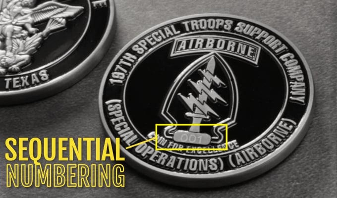 sequential numbering feature for your custom challenge coin