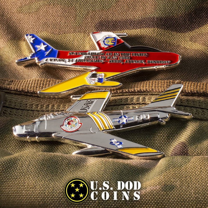 custom challenge coin jet fighter shaped
